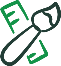 Paint brush and ruler