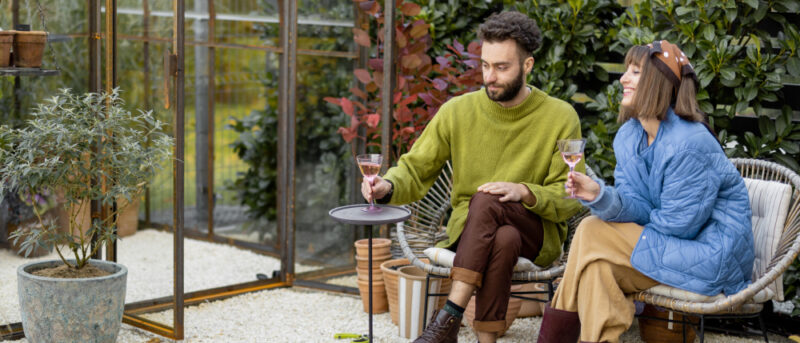 Couple enjoying their greenhouse