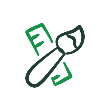 Paint brush and ruler